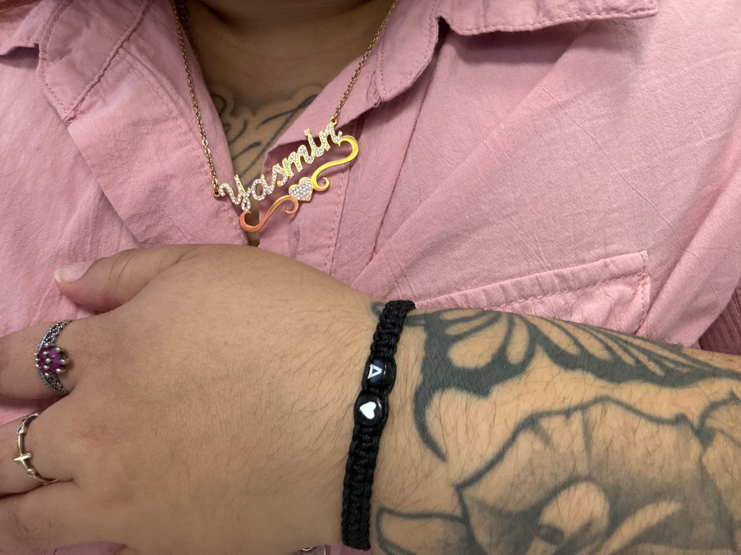 Customer photo review of Iced Heart Name Necklace