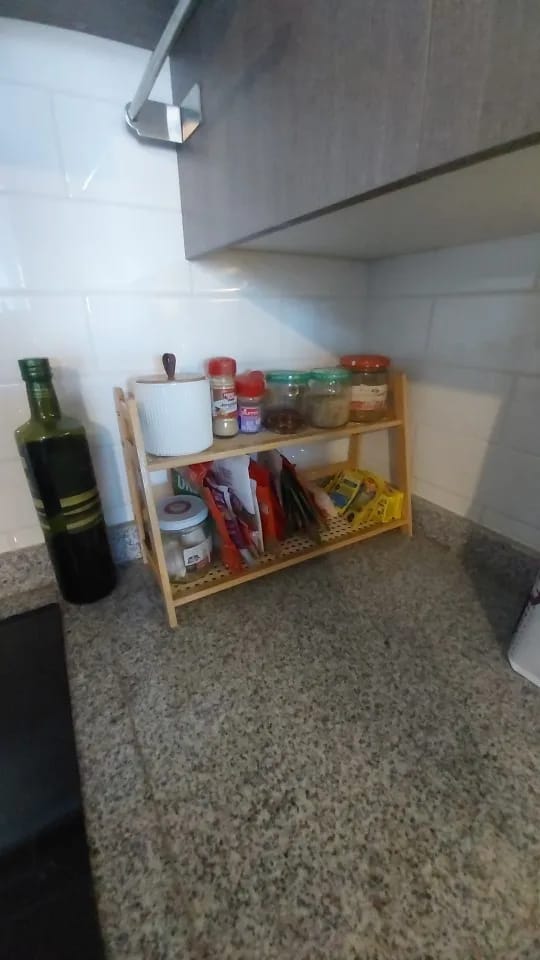 Customer photo review of 2-Tier Retro Bamboo Storage Shelf - Countertop Organizer for Kitchen & Dressing Table