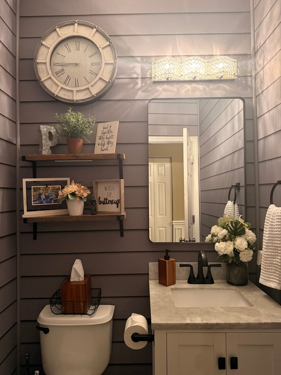 Customer photo review of Mahogany - White Wood Wall Wallpaper
