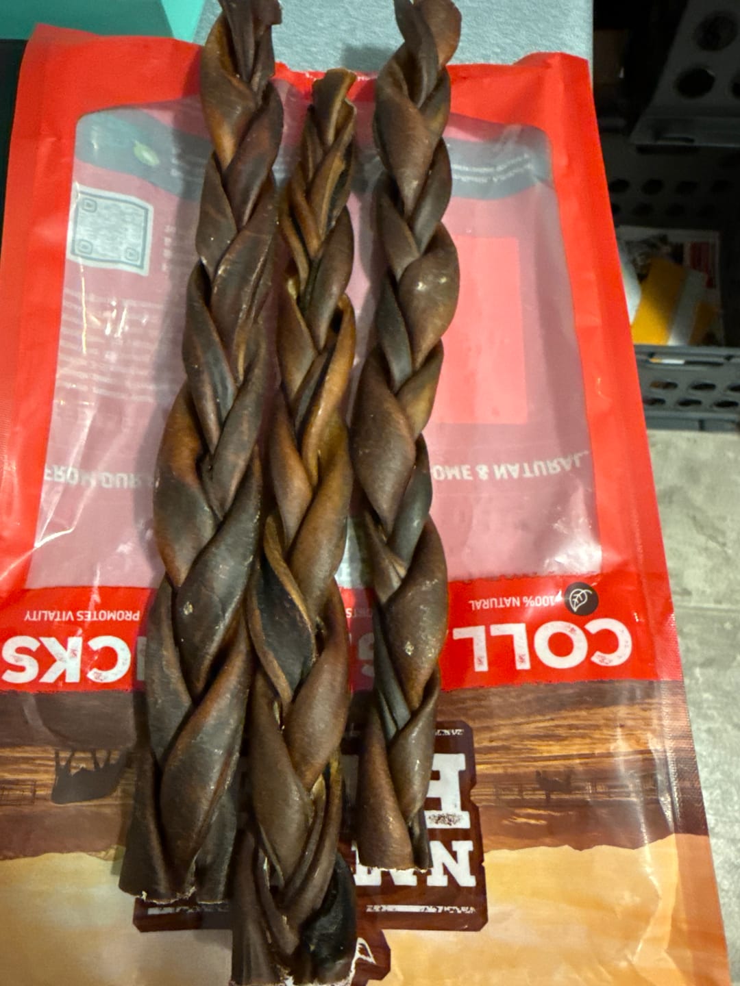 Customer photo review of 12 Inch Braided Collagen Sticks