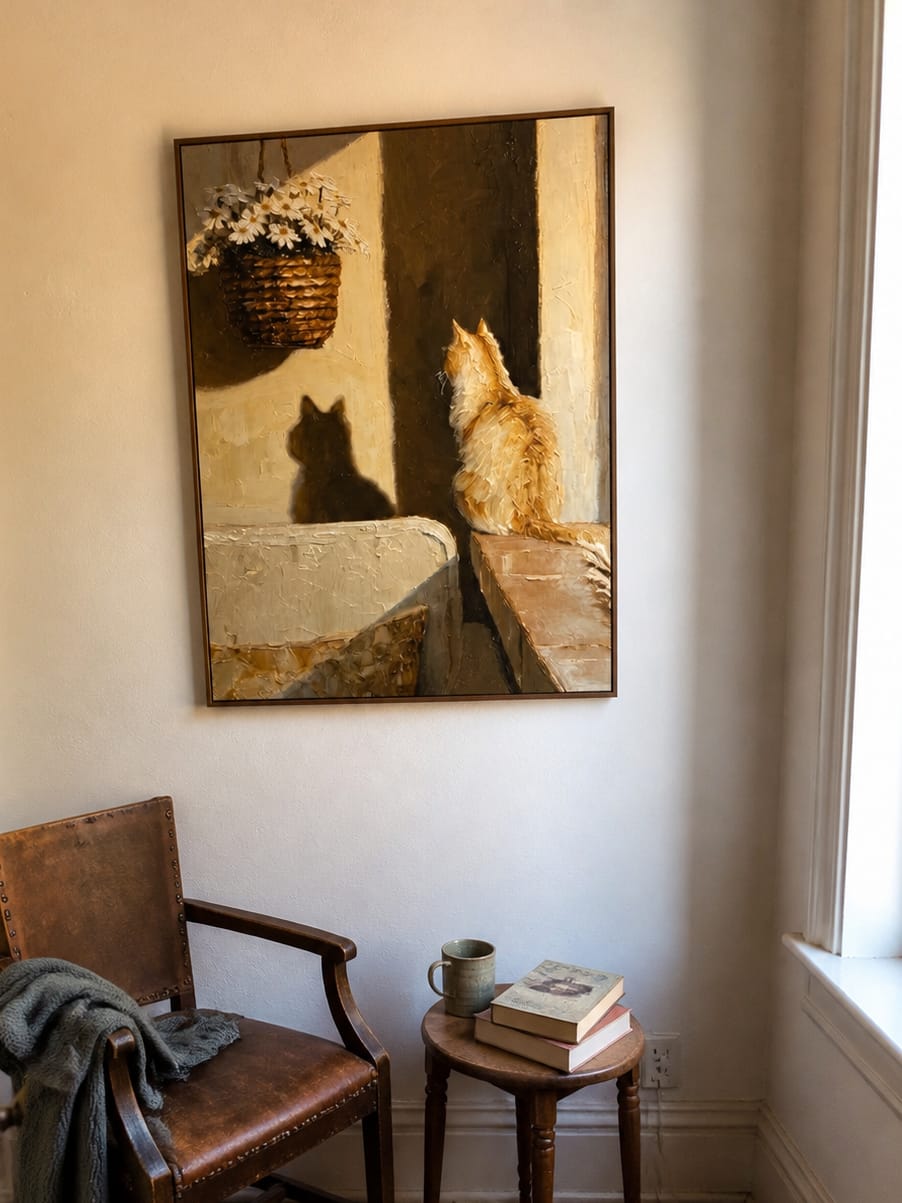 Customer photo review of Expressive Contemporary Art｜Sunlit Feline Reverie