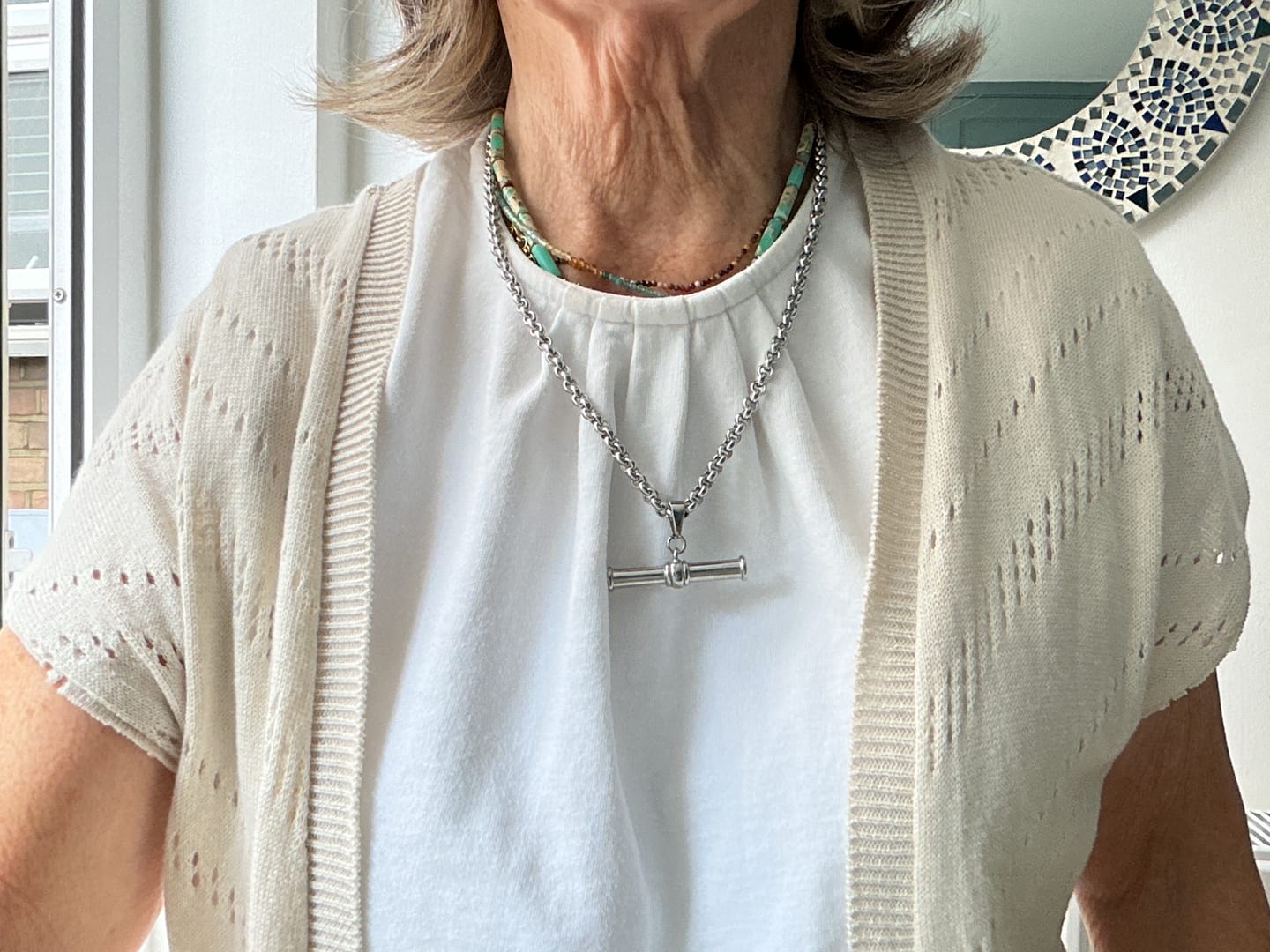 Customer photo review of XL T-Bar Necklace silver
