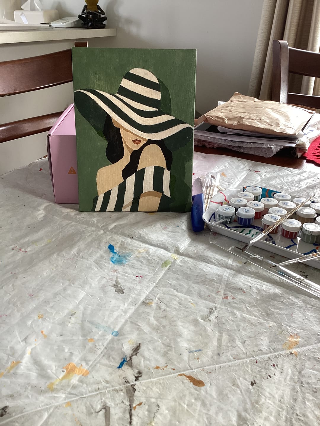 Customer photo review of 4 Mini Paintings -  Striped Hats Set