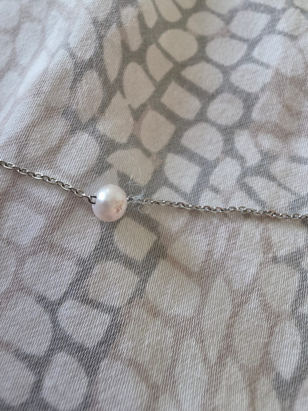 Customer photo review of Solitaire Silver Pearl Necklace