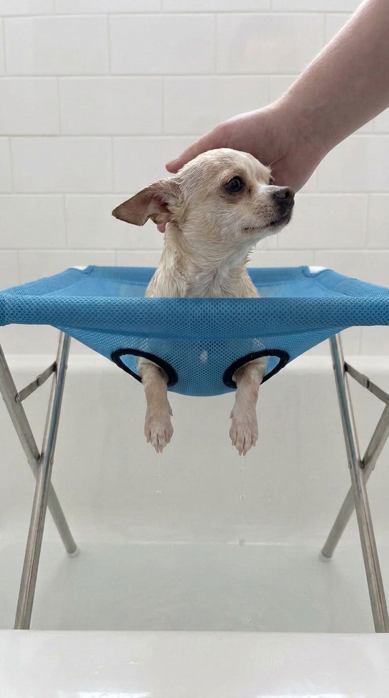 Customer photo review of Mufflo Grooming Hammock