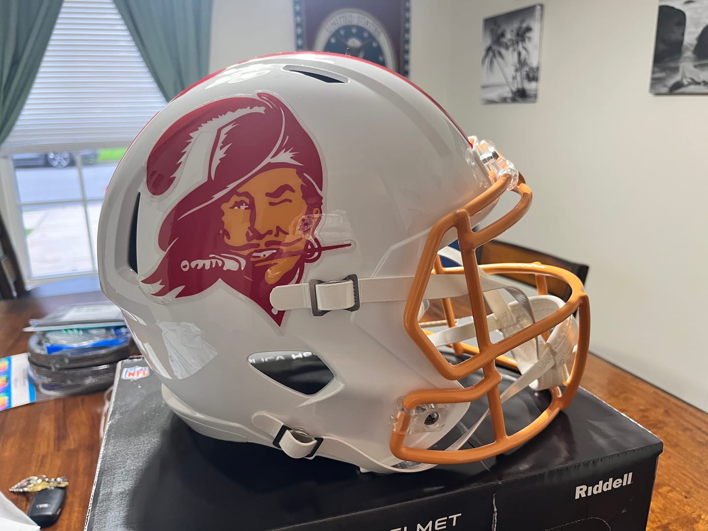 Customer photo review of Tampa Bay Bucs Riddell Speed Replica Helmet - Throwback 1976-1996