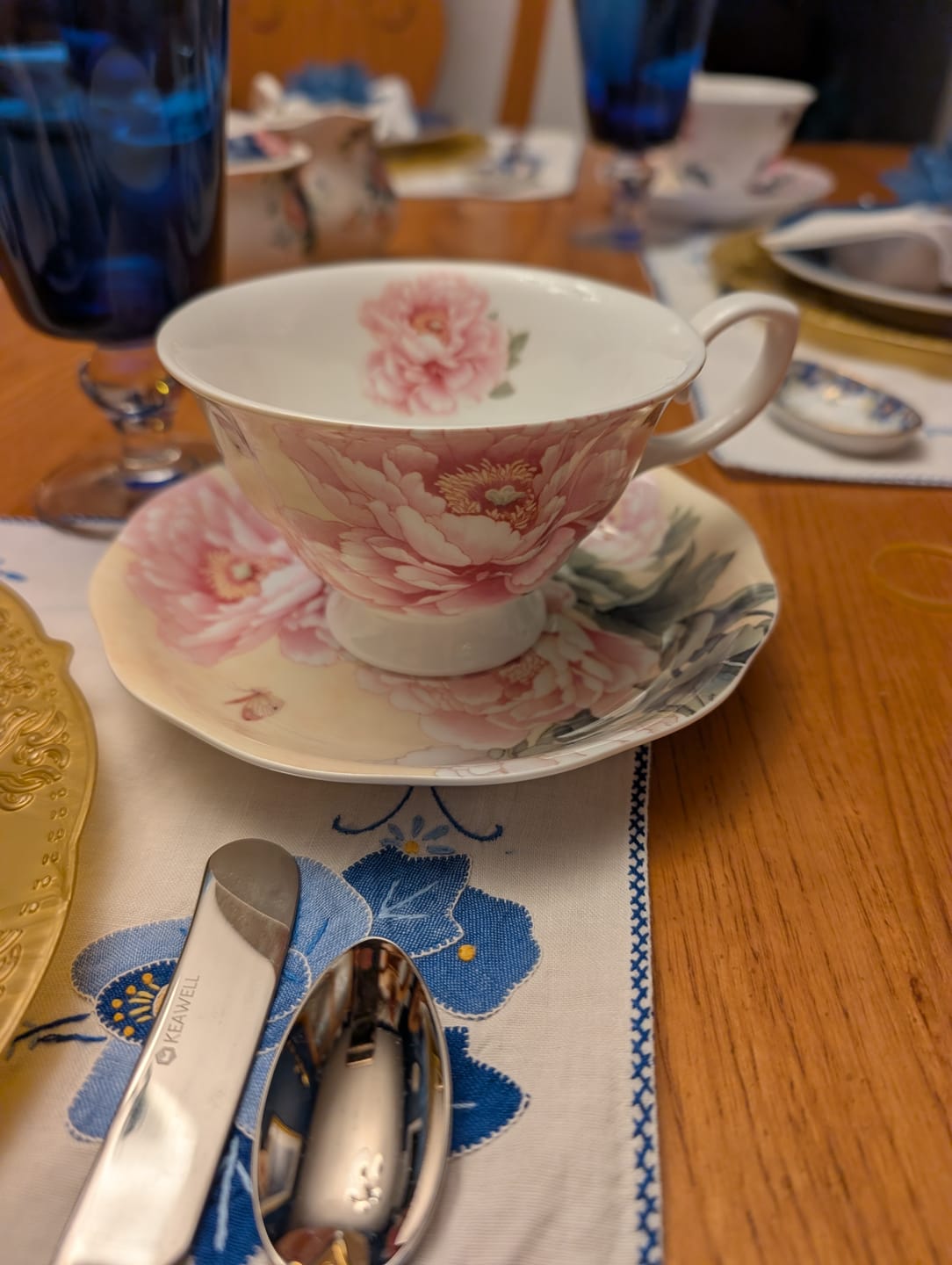 Customer photo review of Empire Peony Bone China Tea Cup and Saucer