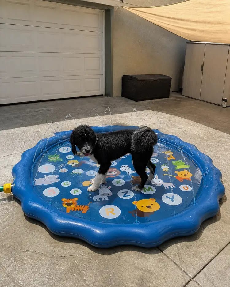 Customer photo review of AquaPaw Dog Splash Pad & Sprinkler Mat