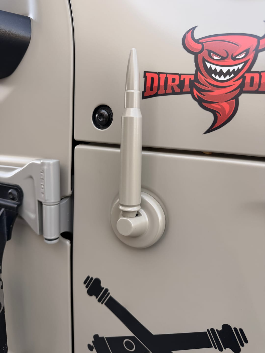 Customer photo review of 50 cal. 5.7" Aftermarket Solid Aluminum Bullet Antenna