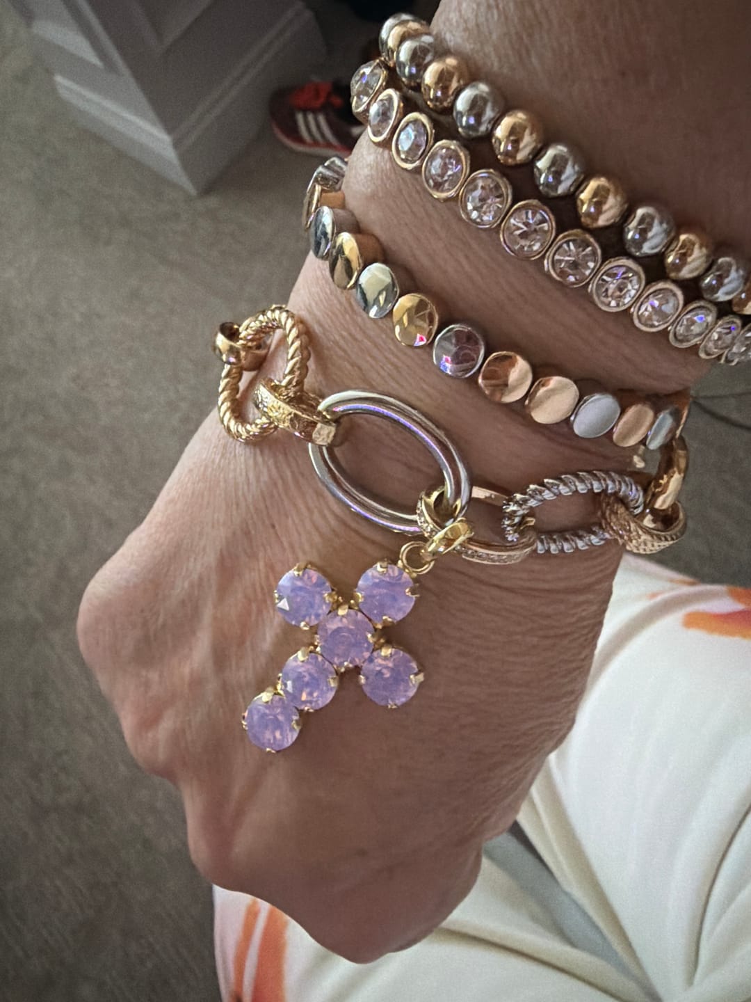Customer photo review of Mini Cross Charms in Gold Lavender