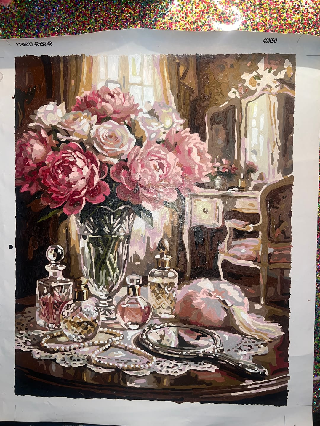 Customer photo review of Vanity Peonies Perfume (Paint by Numbers)