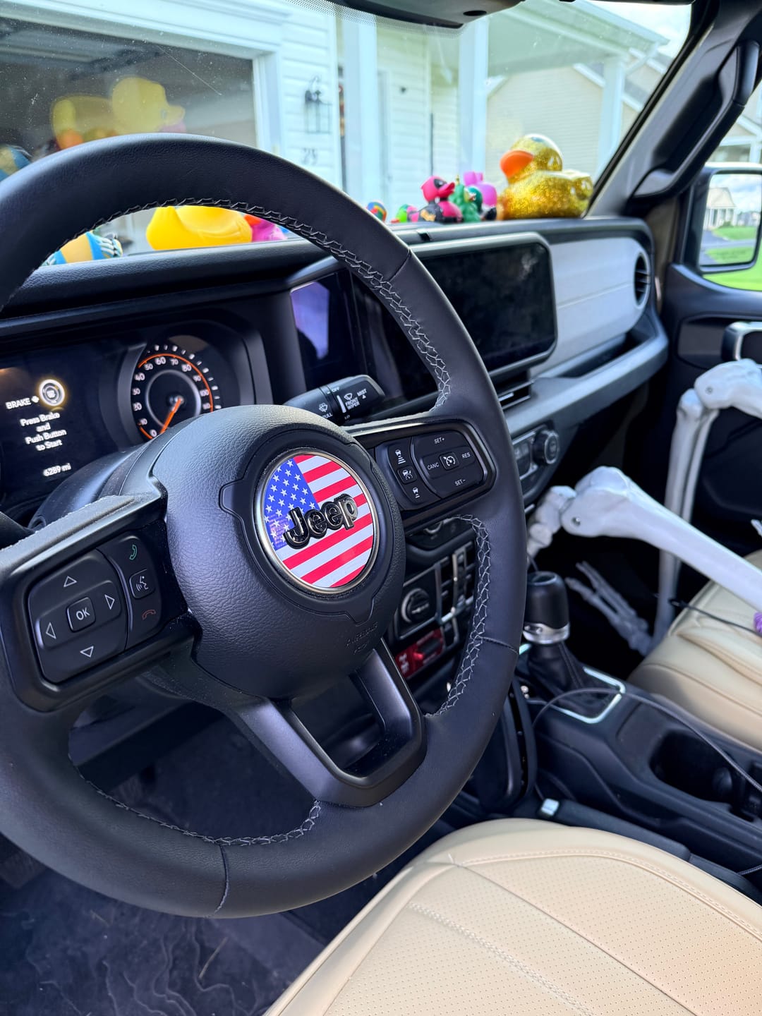 Customer photo review of American Flag Steering Wheel Decal for Jeep