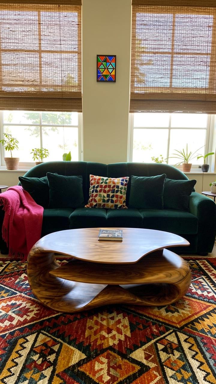 Customer photo review of Luna Sculptural Solid Wood Coffee Table