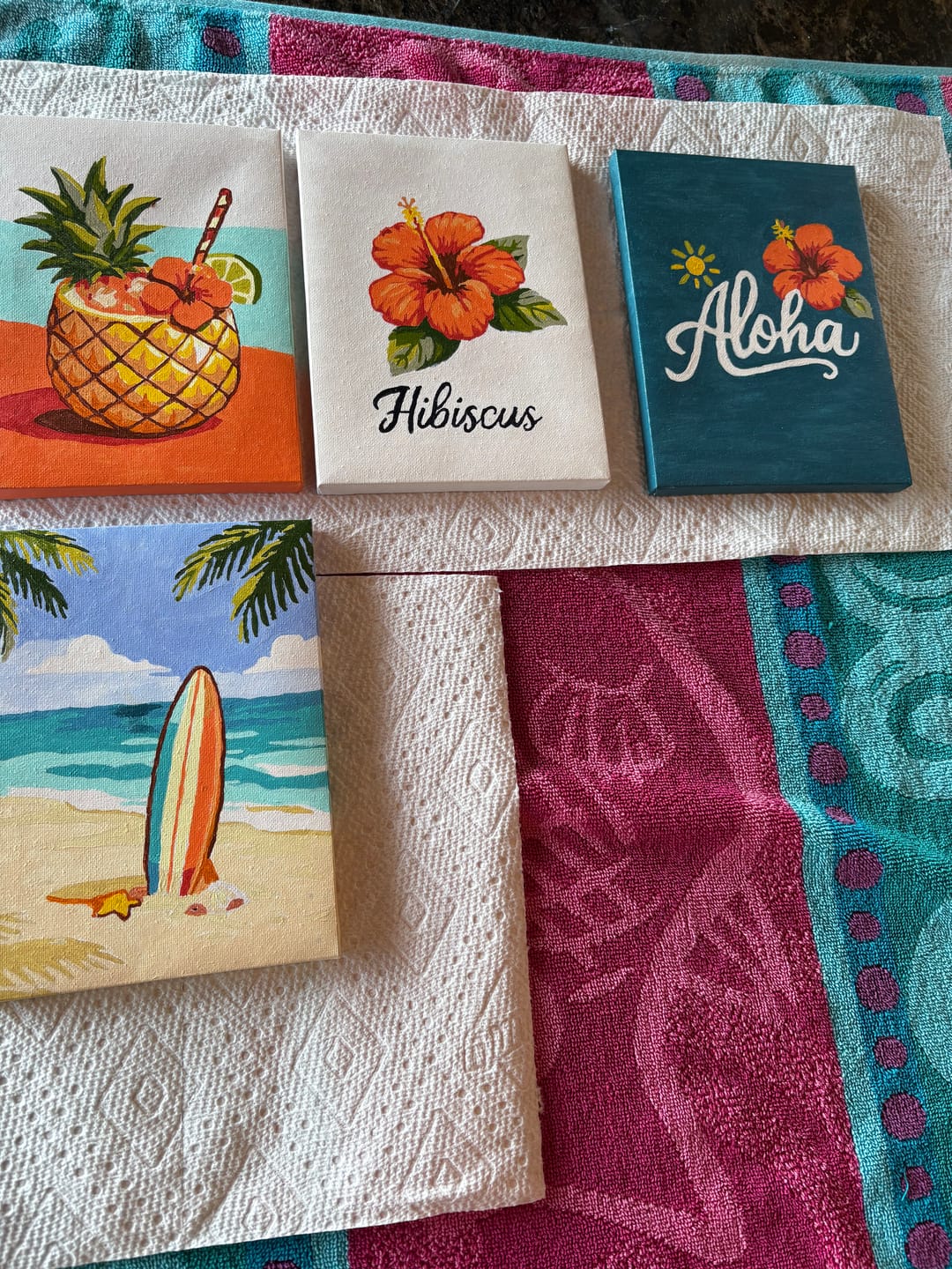 Customer photo review of 6 Mini Paintings - Hawaiian Aloha Set