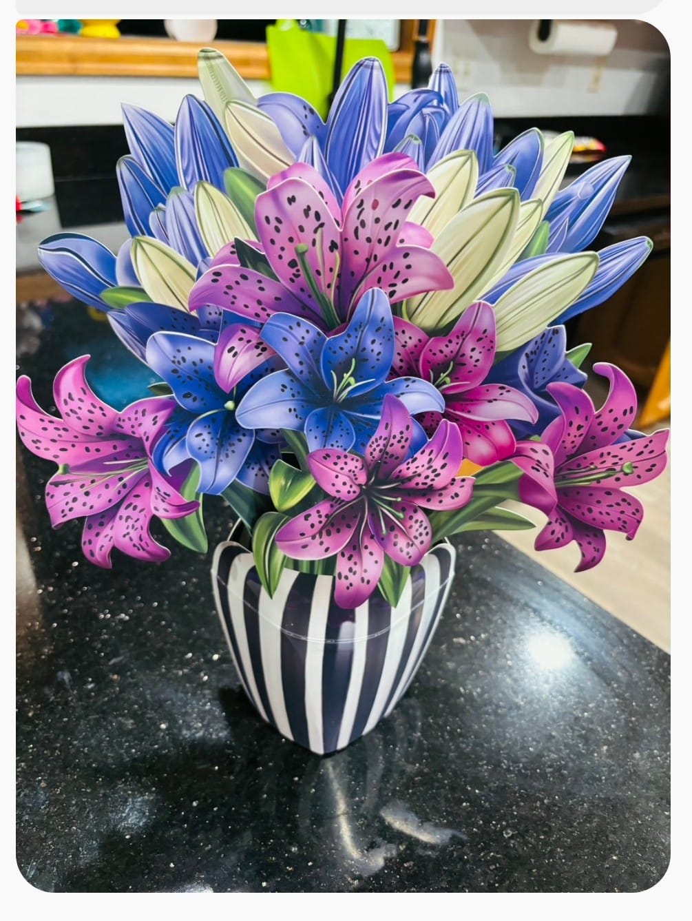 Customer photo review of Spotted Lilies Pop-Up Bouquet