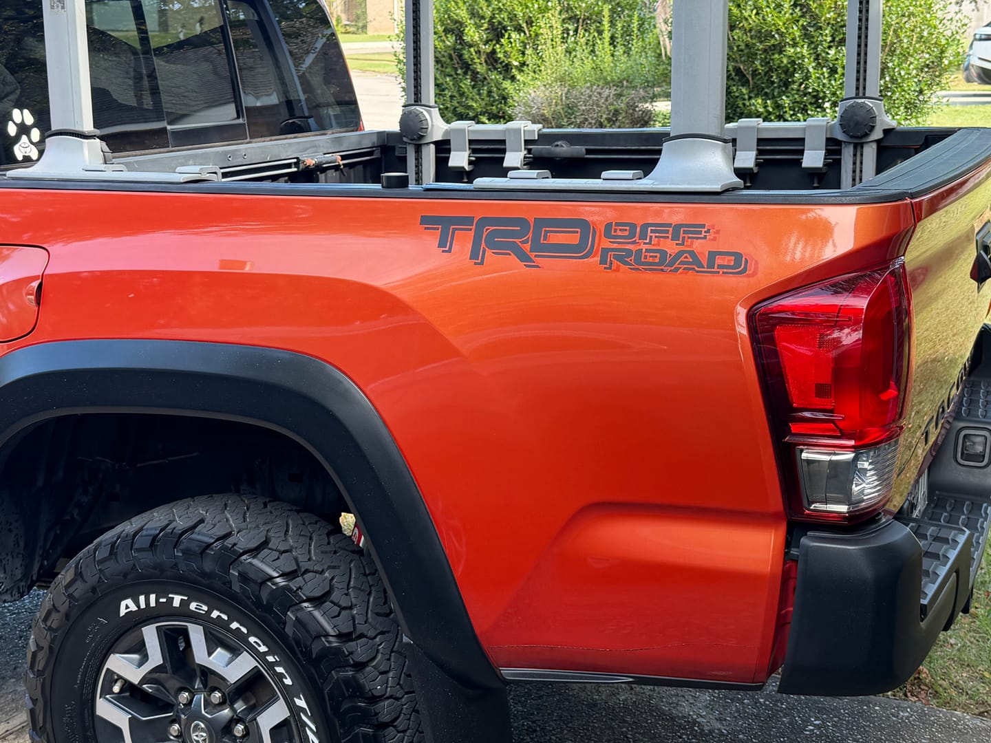 Customer photo review of Set of 2: TRD OFF ROAD vinyl decal for 2016-2021 Toyota Tacoma Tundra
