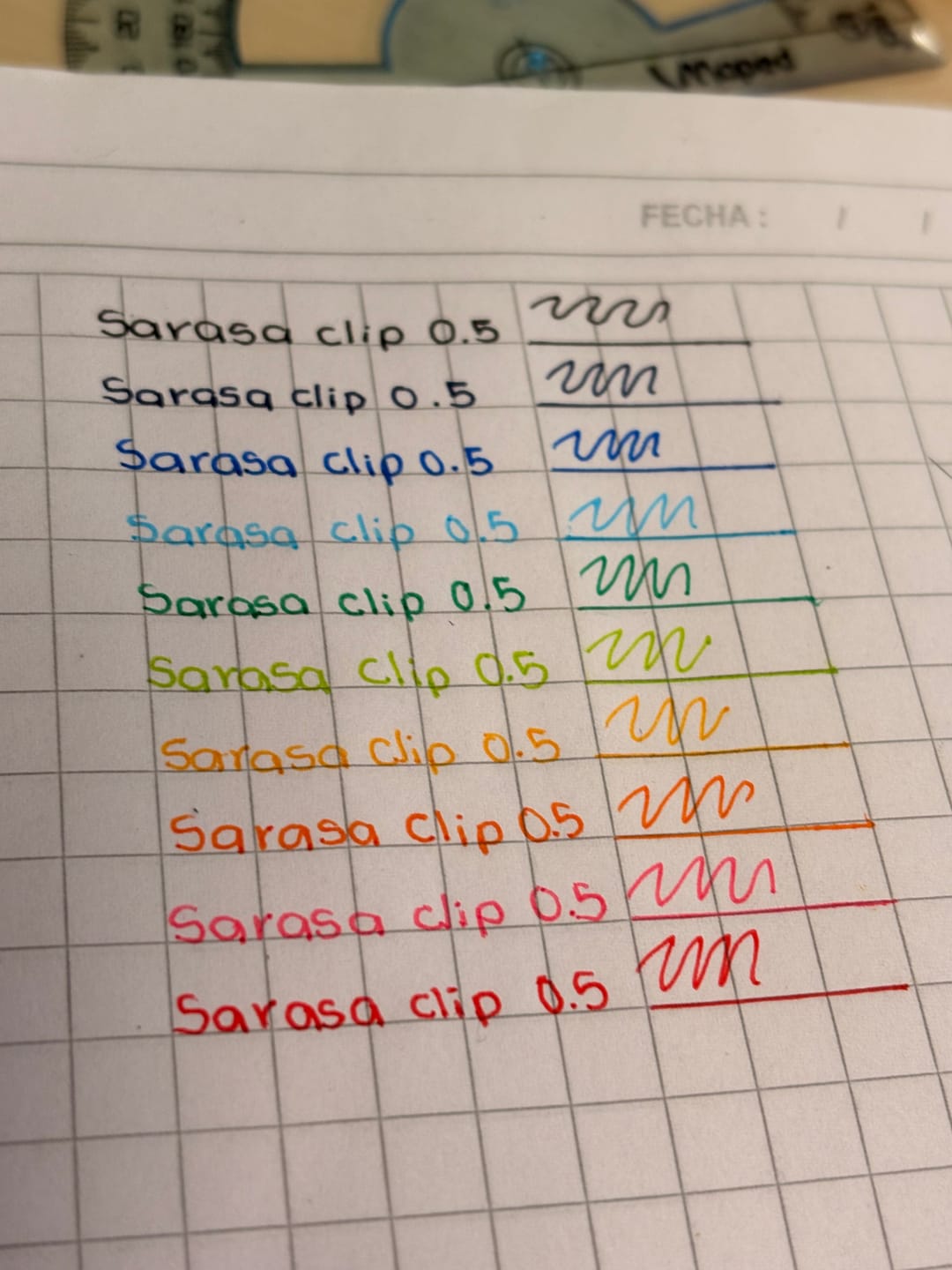 Customer photo review of Zebra Sarasa Clip - Set 10 Lápices Tinta Gel Punta 05