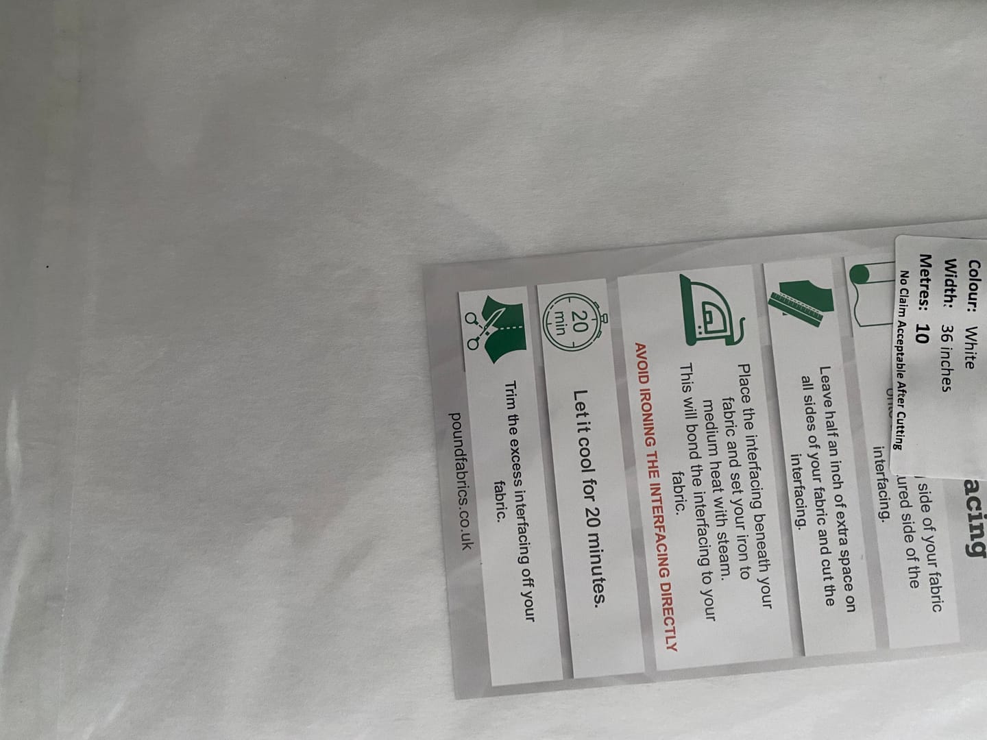 Customer photo review of Iron on Interfacing - Medium Weight - 90p per metre!