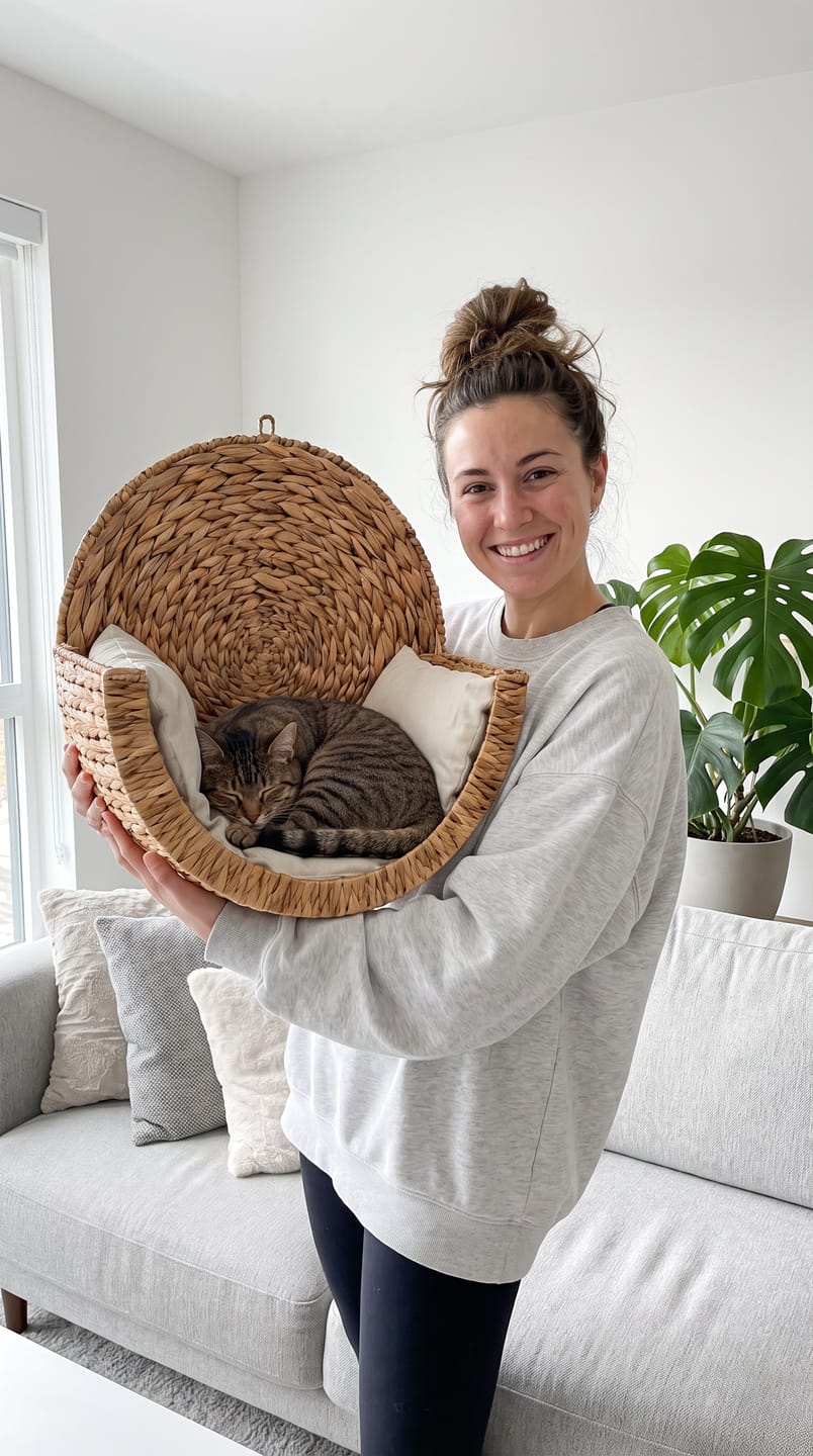 Customer photo review of Pawrelia™ Handwoven Cat Bed