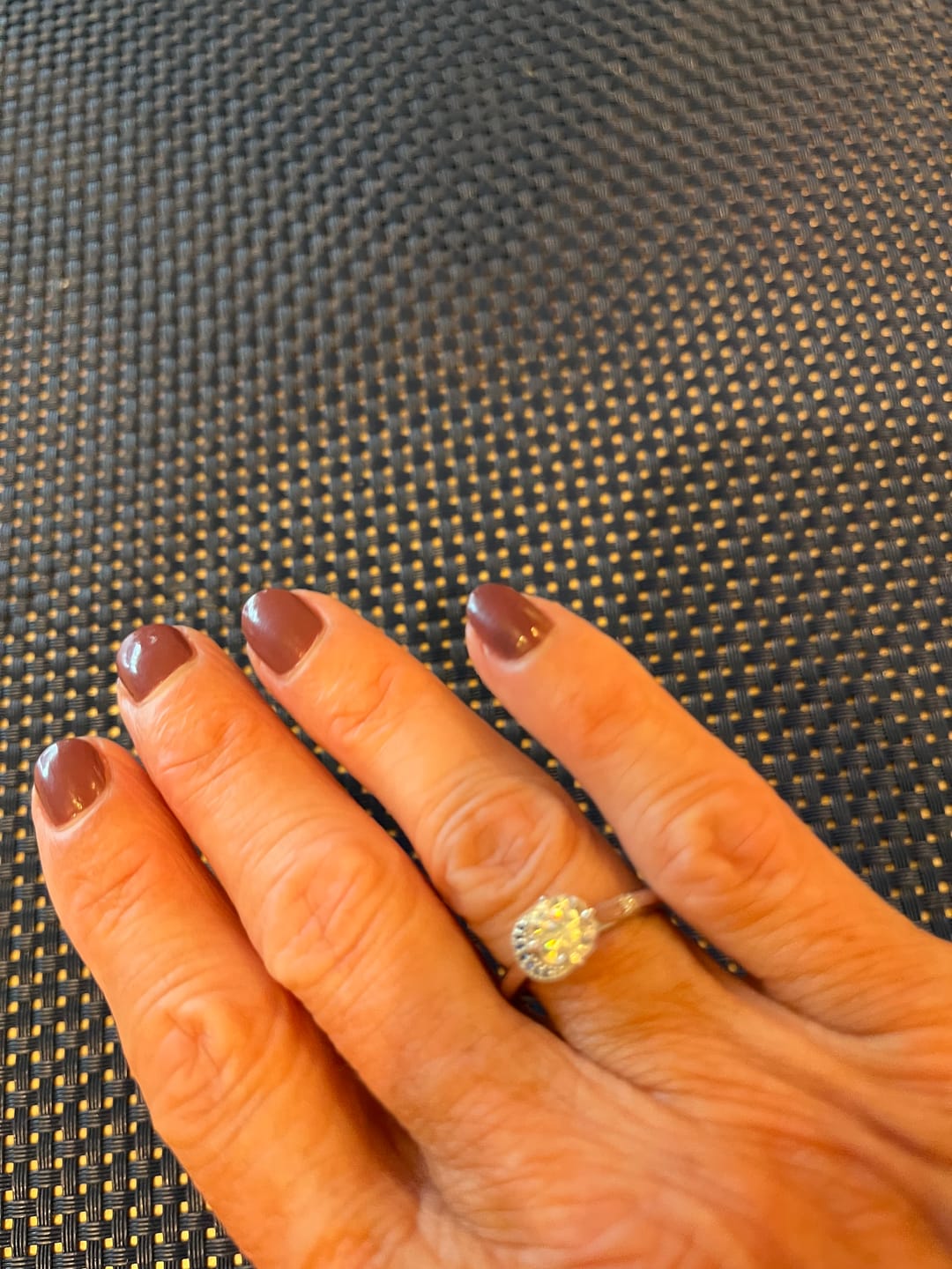 Customer photo review of Celestial Sun and Moon & Star Accent Moissanite Engagement Ring