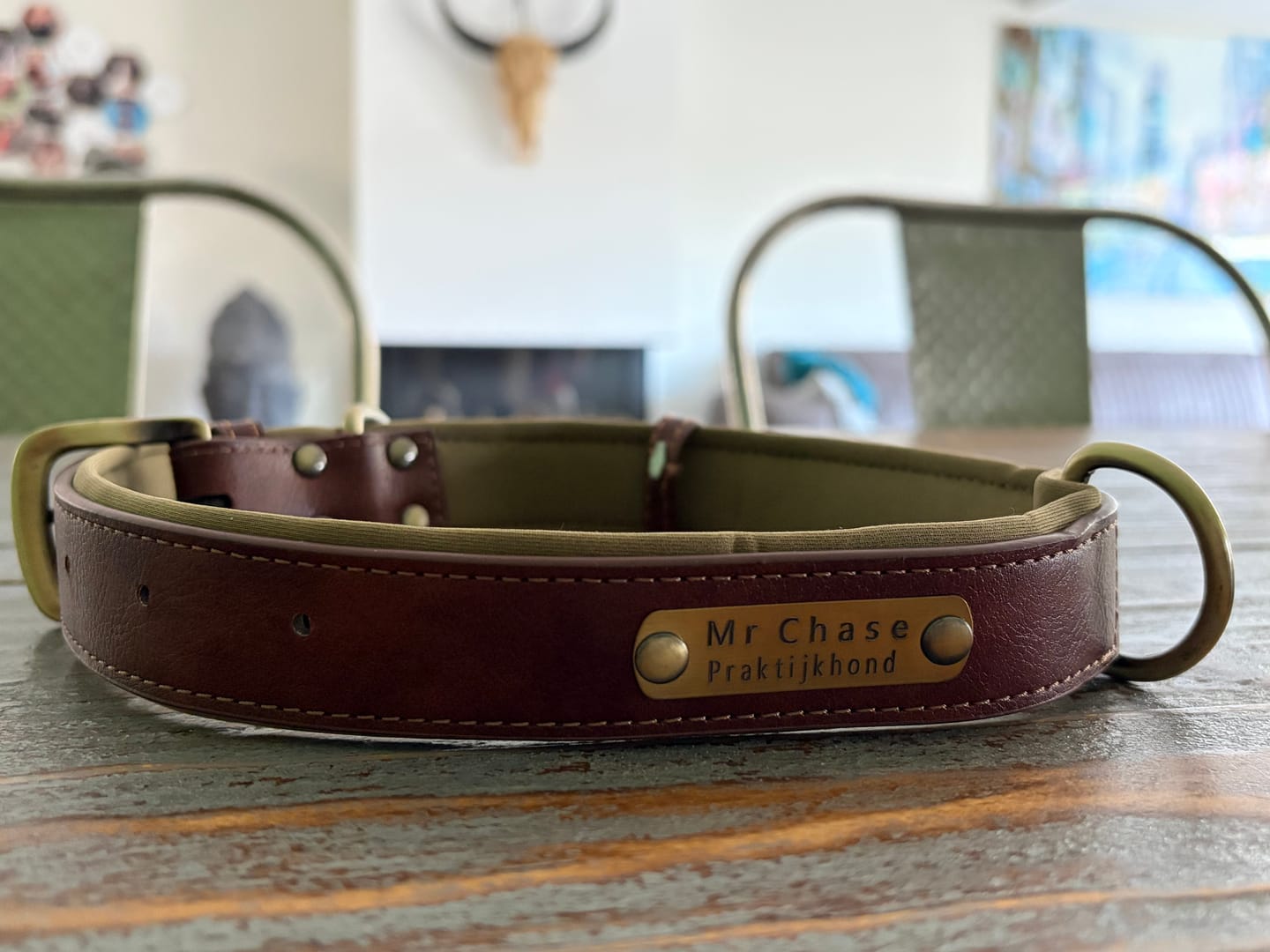 Customer photo review of PawID - Gegraveerde Leren Hondenhalsband