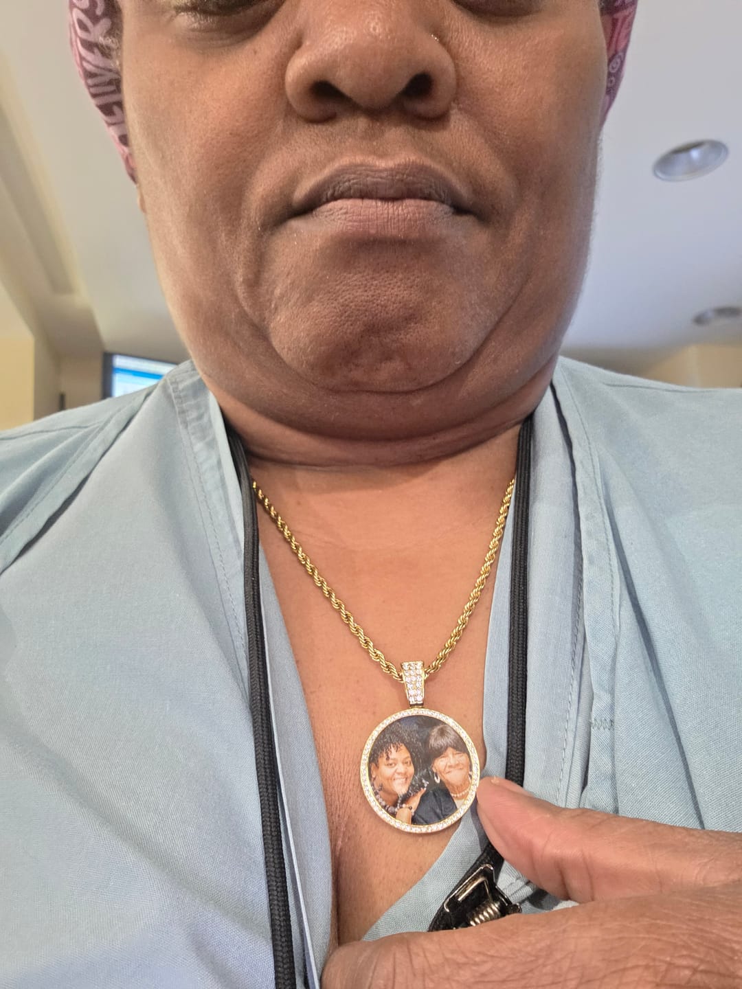 Customer photo review of Iced Photo Pendant w/ Rope Chain
