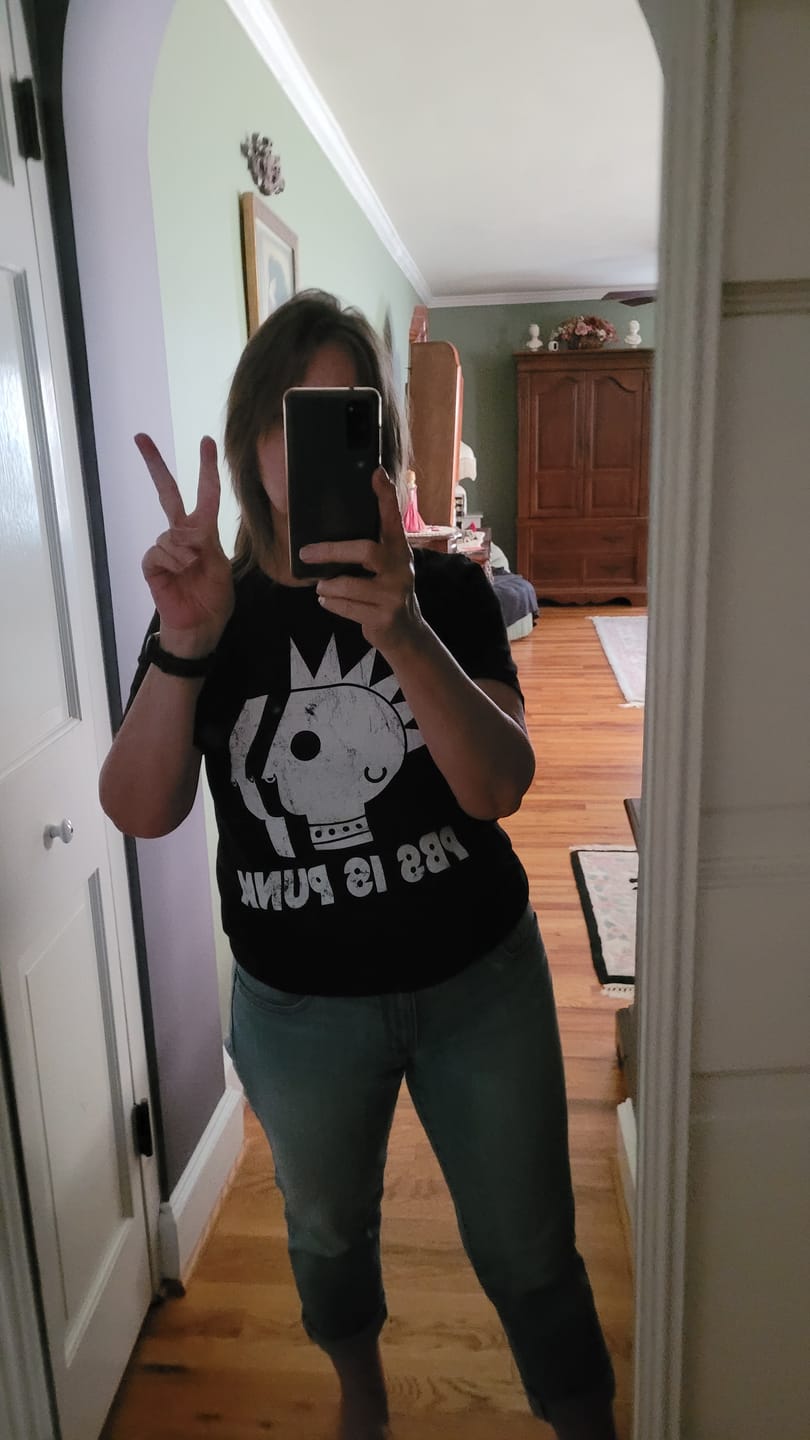 Customer photo review of PBS is Punk Distressed Tee