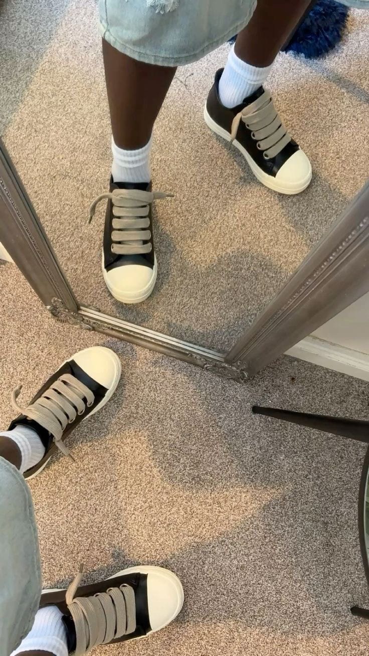 Customer photo review of Rick Owens leather low-top sneakers brown