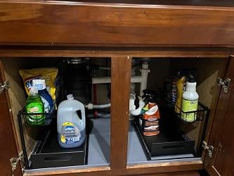 Customer photo review of Under-Sink Organizer Rack – Adjustable 2-Tier Metal Storage Shelf