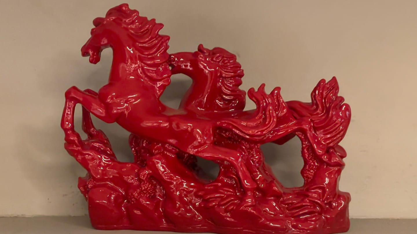 Customer photo review of Dynamic 2 Red Running Horses Resin Sculpture Vastu Remedy for Speed, Success and Career Momentum | for Office Desk, Business Spaces and Home Decor | 21 x 16 cm | 385 g