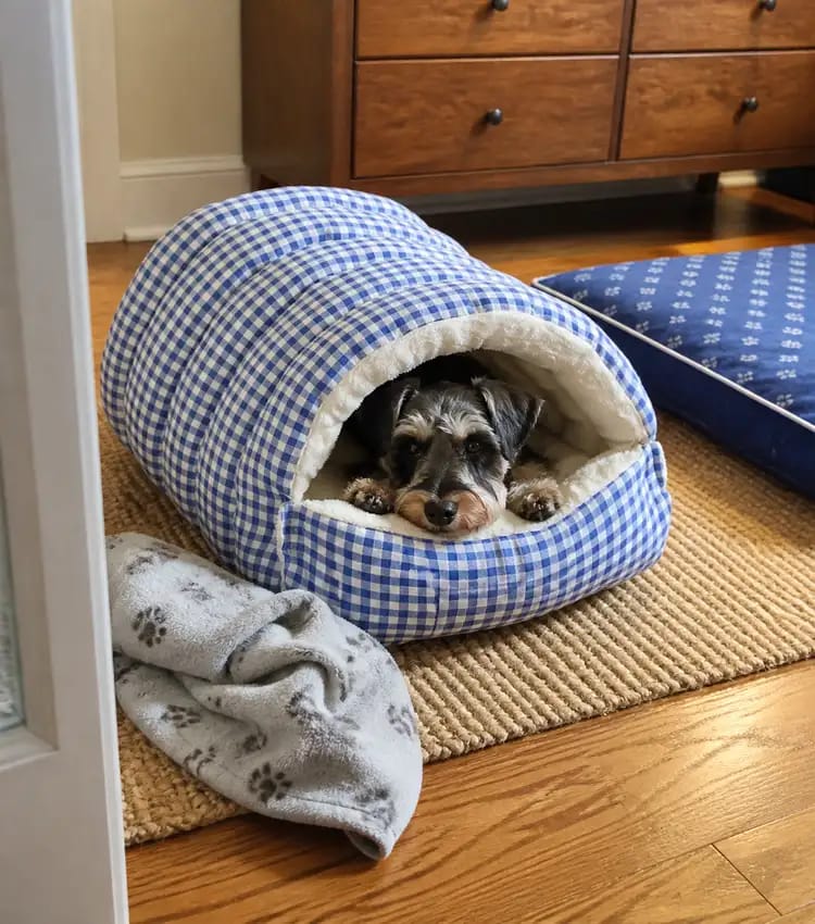 Customer photo review of Cozy Cave Pet Bed for Security & Warmth