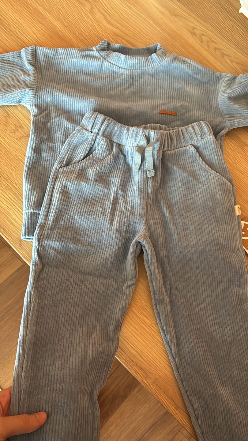 Customer photo review of Fitilli Kadife Bebek Eşofman Takımı Mavi