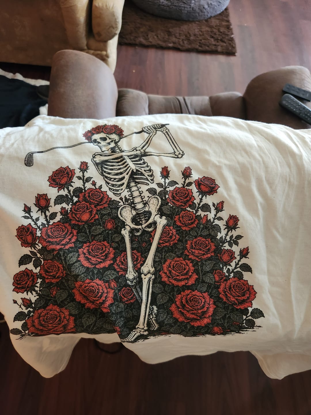 Customer photo review of Rose Skeleton Garden Tee