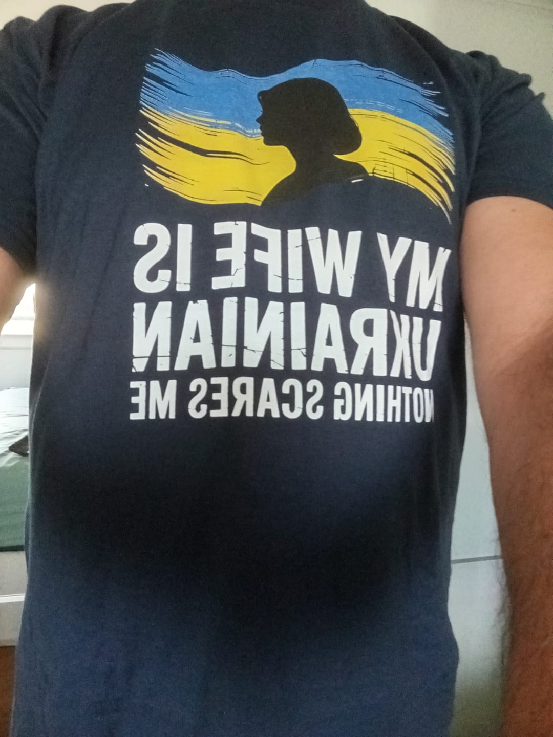 Customer photo review of Made In Ukraine with Wings of Freedom (back) T-Shirt