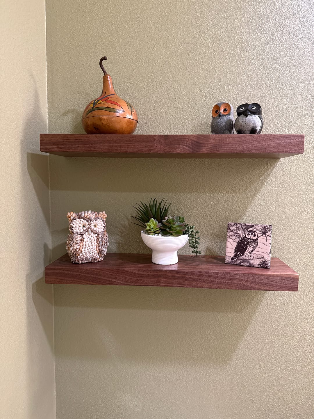 Customer photo review of Walnut Floating Shelves