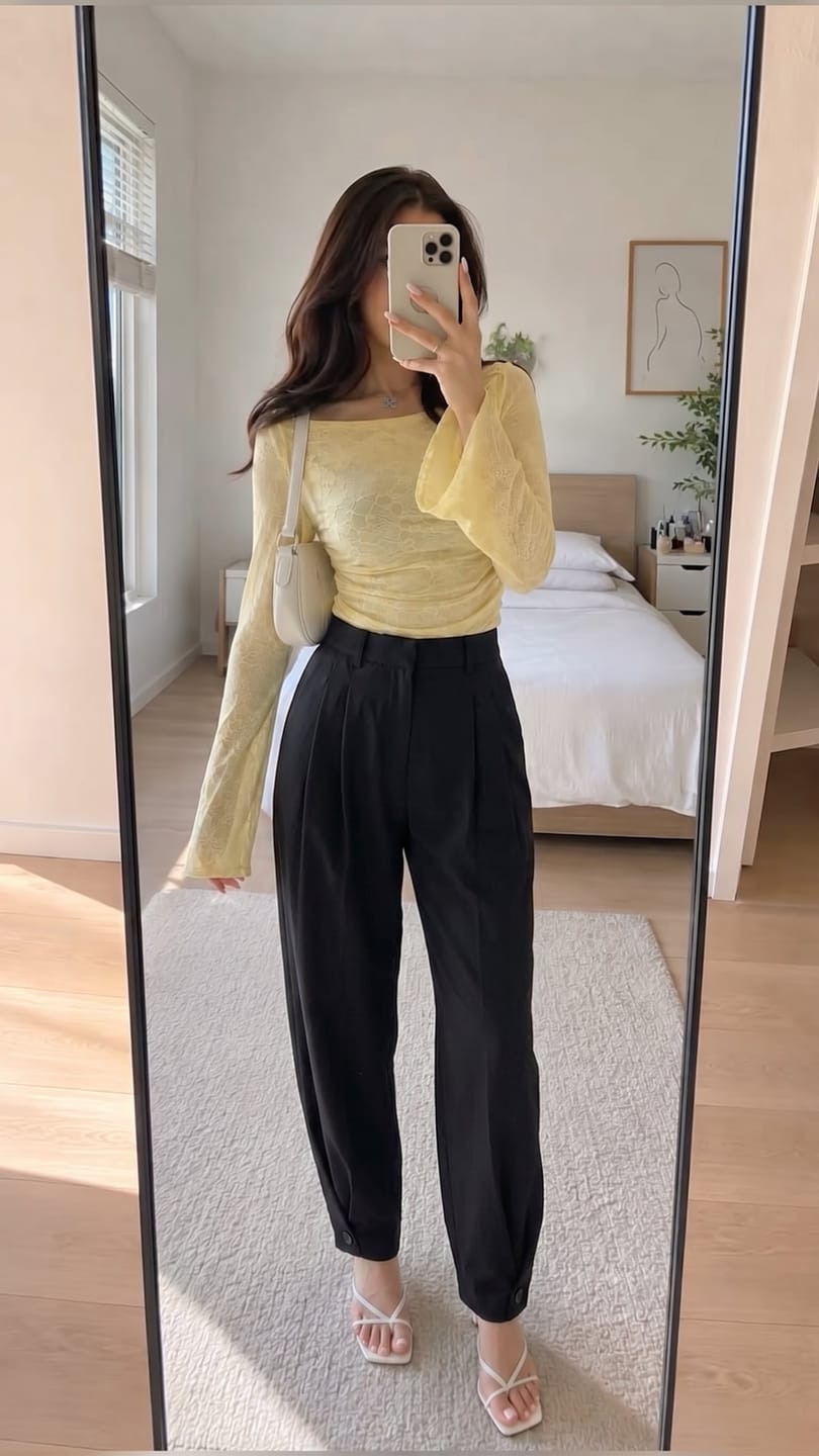 Customer photo review of Yüksek Bel Paça Düğmeli Harem Pantolon