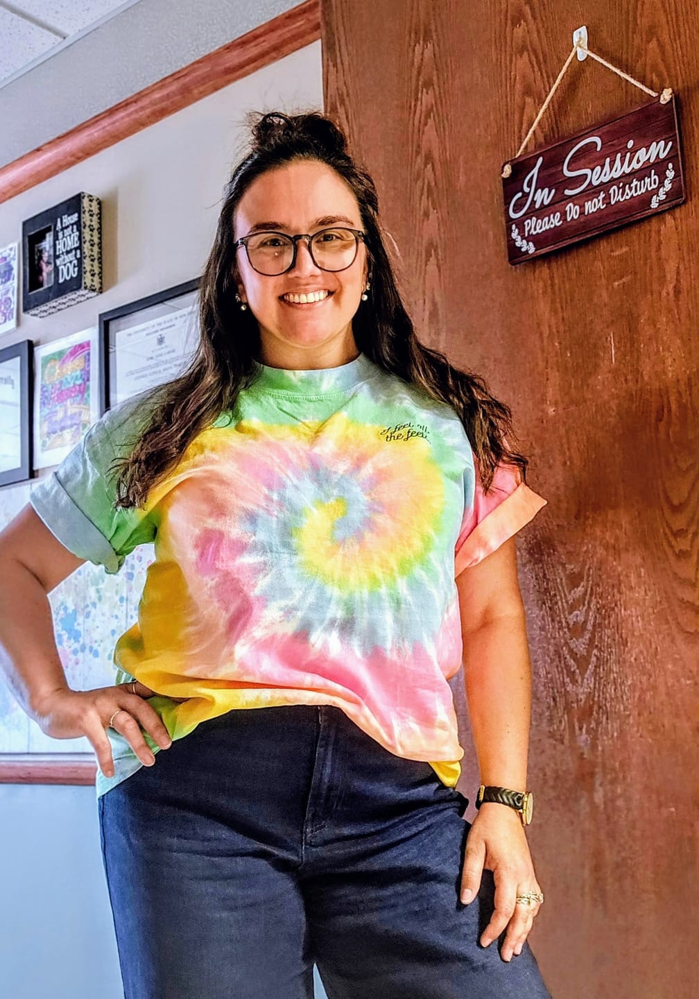 Customer photo review of I Feel All The Feels Oversized tie-dye t-shirt