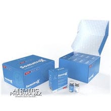 Customer's Somatrox 150 UI XT LABS product packaging with blue boxes and two glass vials.