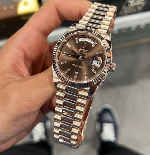 Customer photo review of Day-Date 40mm Rose Gold Chocolate Dial m228235-0053