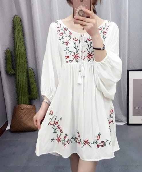 Customer photo review of Marisole Embroidered Babydoll Dress