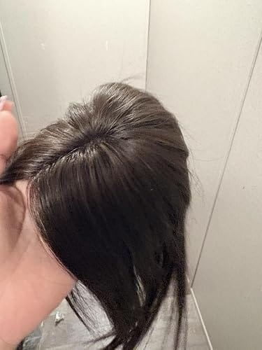 Customer photo review of Human Hair Toppers For Women Mono Base Hairpiece Darkest Brown #2