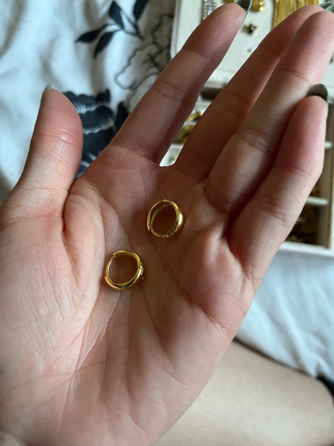 Customer photo review of PREMIUM STERLING SILVER HOOP EARRINGS