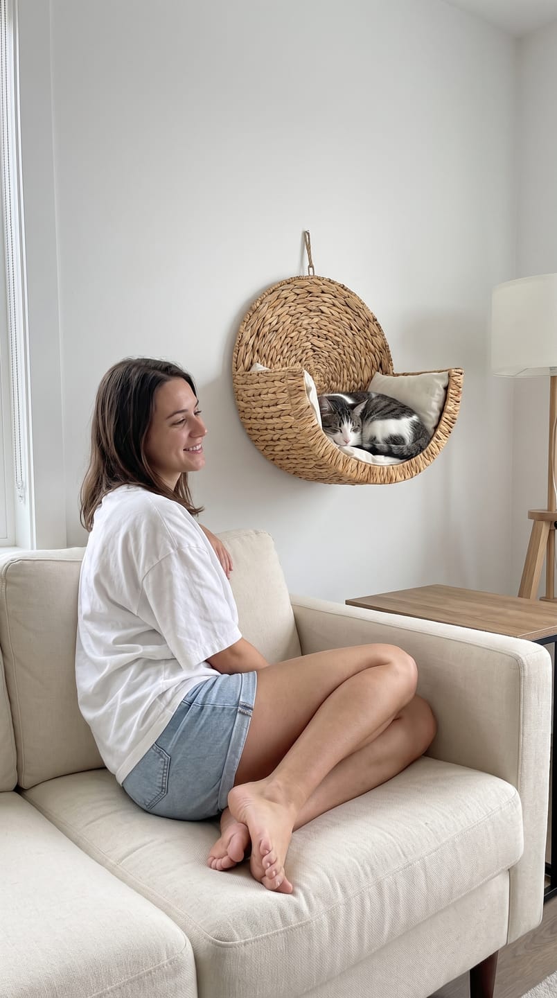Customer photo review of Pawrelia™ Handwoven Cat Bed