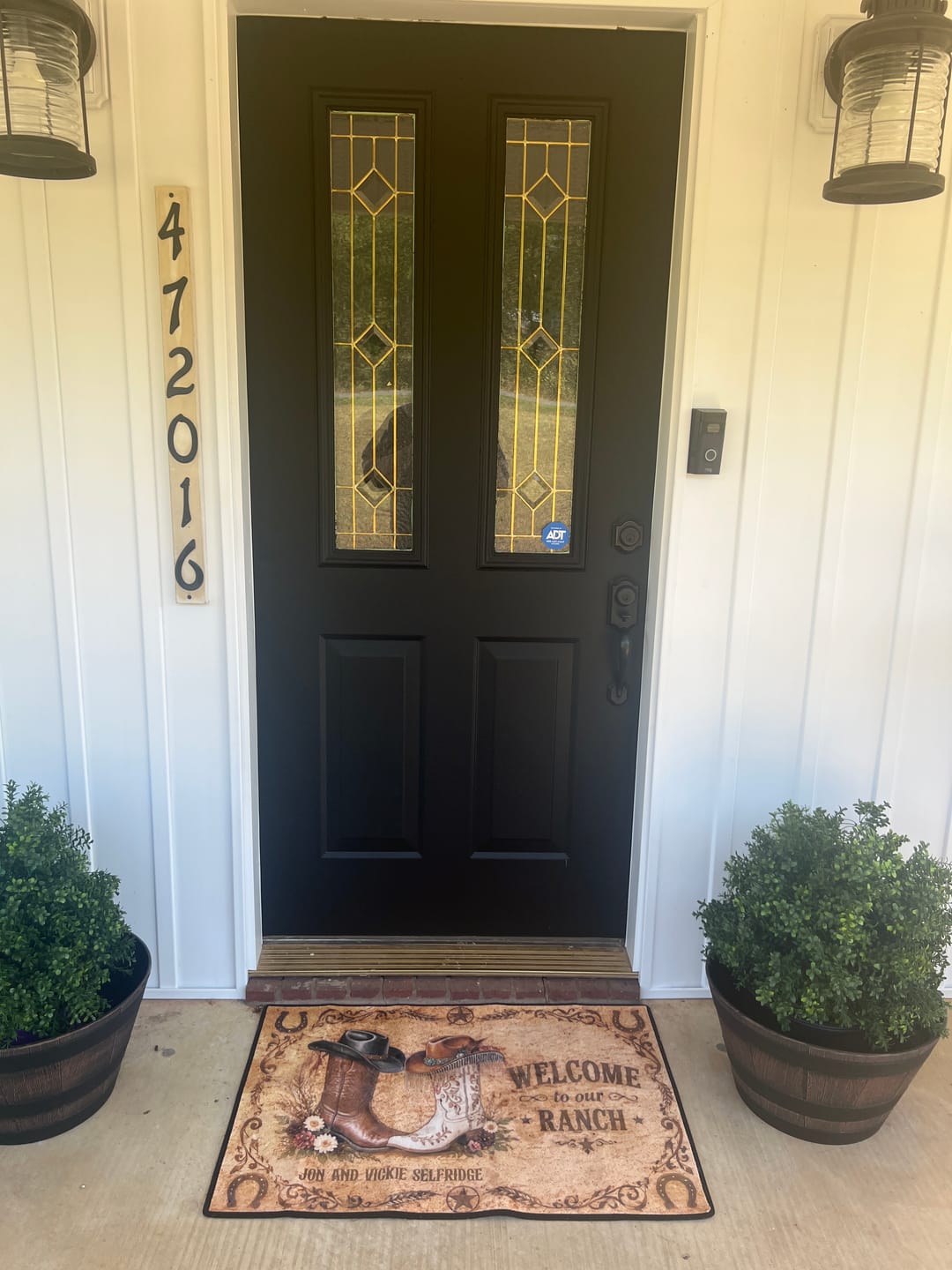 Customer photo review of Welcome To Our Ranch - Personalized Western Outfit Doormat