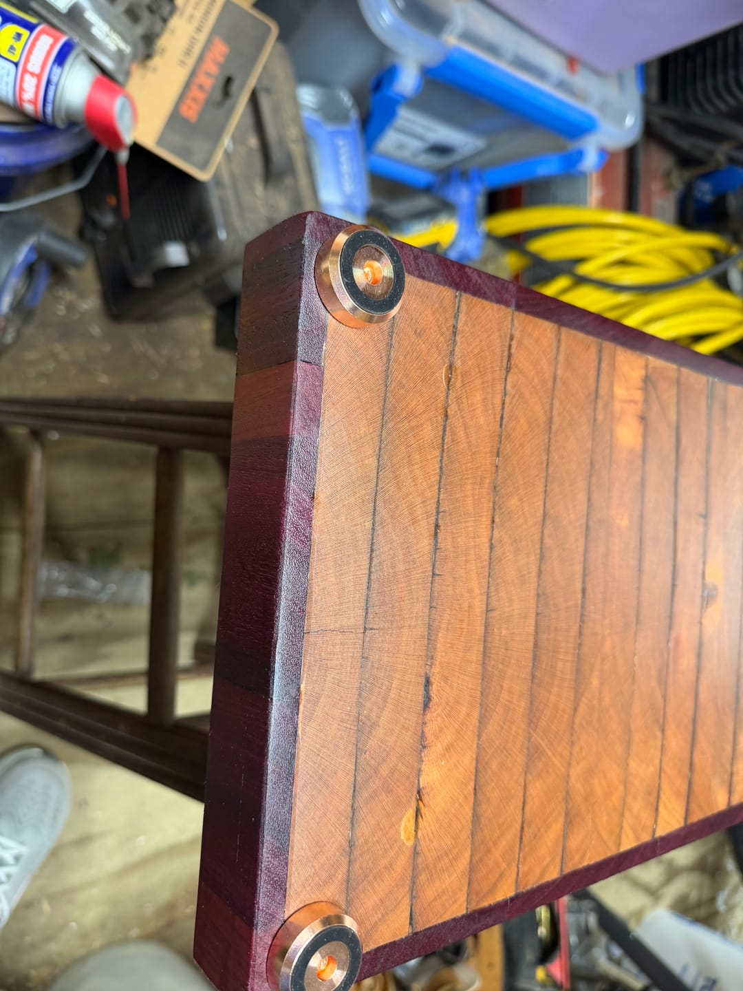 Customer photo review of Premium Cutting Board Feet - Brass/Stainless Steel/Copper