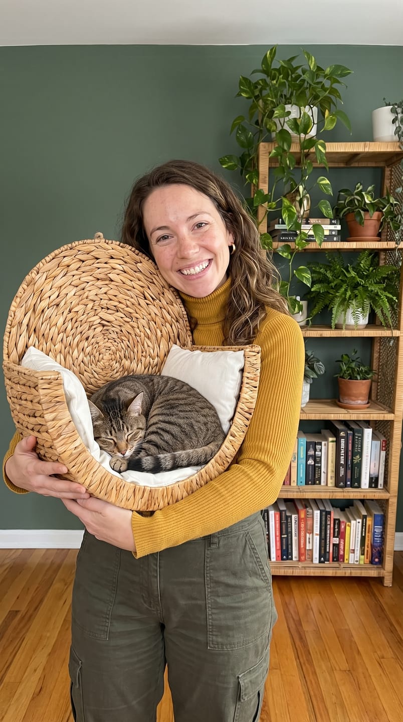 Customer photo review of Pawrelia™ Handwoven Cat Bed