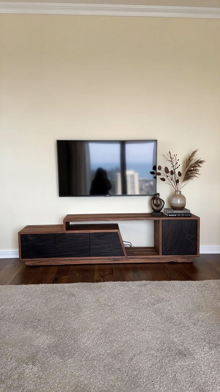 Customer photo review of Asymmetrical TV Cabinet with Raised Display Shelf and Storage
