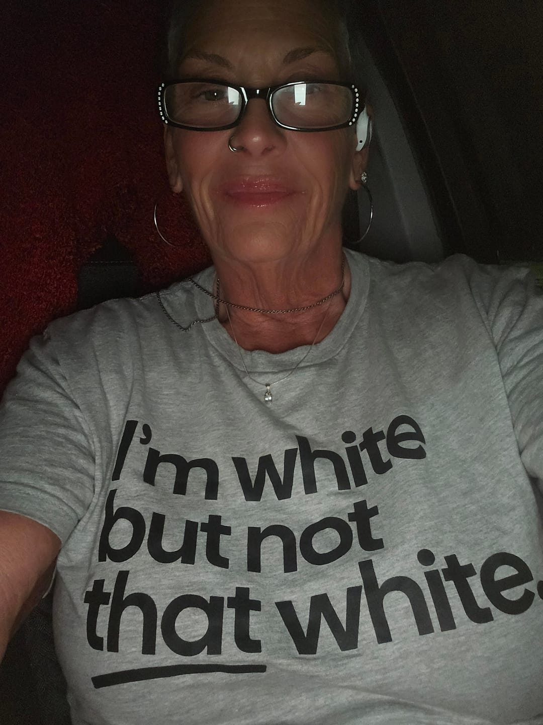 Customer photo review of I’m white but not that white Unisex Tee