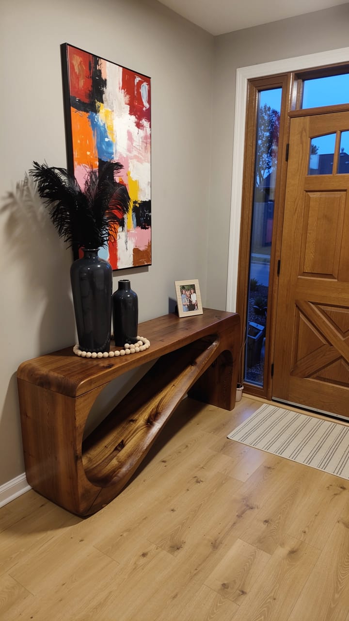 Customer photo review of Waterfall Loop Console Table with Open Display Shelf