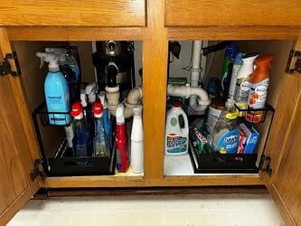 Customer photo review of Under-Sink Organizer Rack – Adjustable 2-Tier Metal Storage Shelf